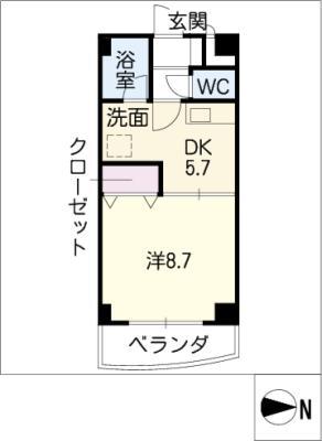 カイラーサ(1DK/5階)の間取り写真