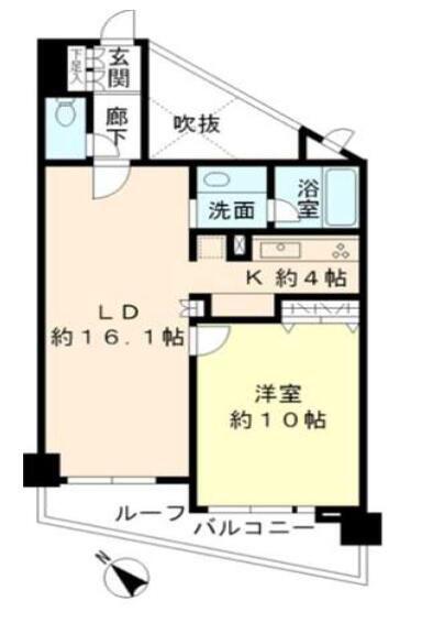 ヒューリック目黒三田(1LDK/5階)の間取り写真