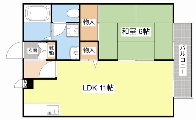 ベルコモン(1LDK/2階)の間取り写真