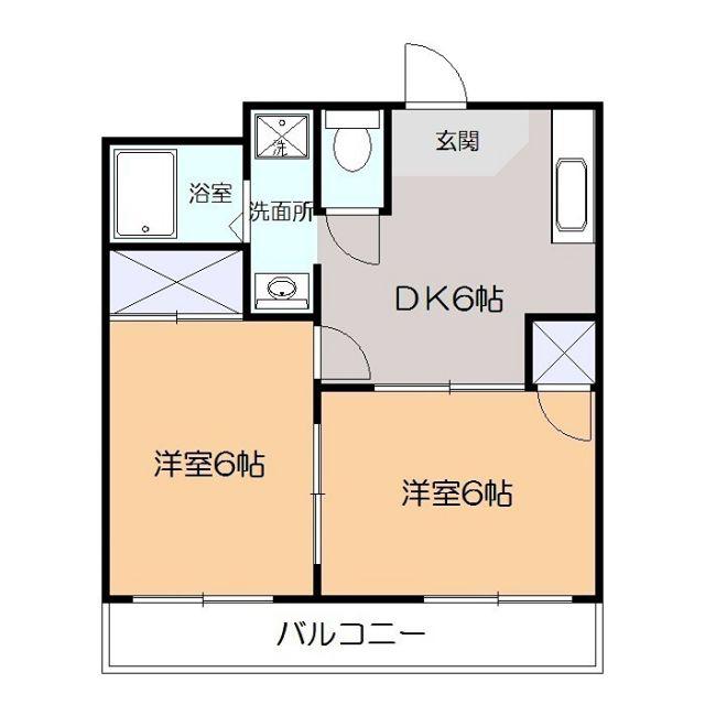 シティハイム高橋(2DK/3階)の間取り写真