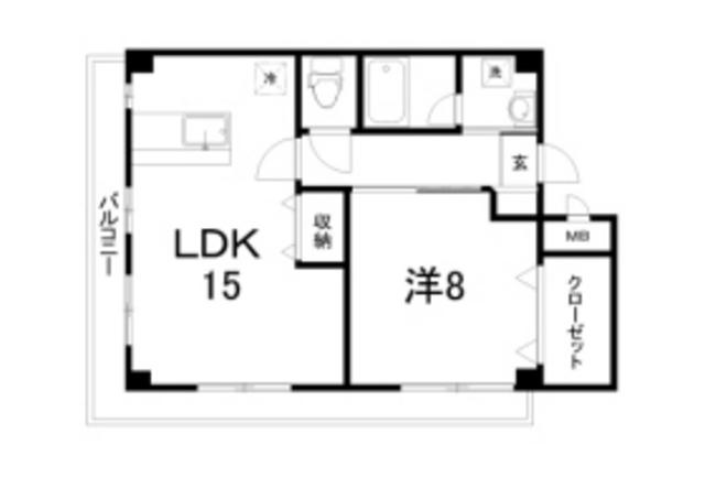 レイバーハイツ(1LDK/2階)の間取り写真