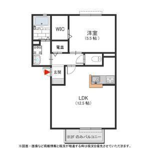 ヴィラージュ(1LDK/2階)の間取り写真