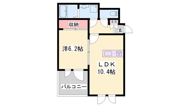 SUNLIT 三木(1LDK/1階)の間取り写真