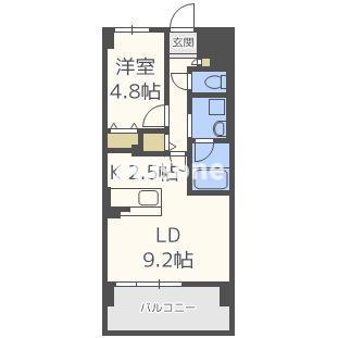 海老江サンライズ(1LDK/1階)の間取り写真