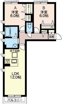 ストークおおたかの森(2LDK/1階)の間取り写真