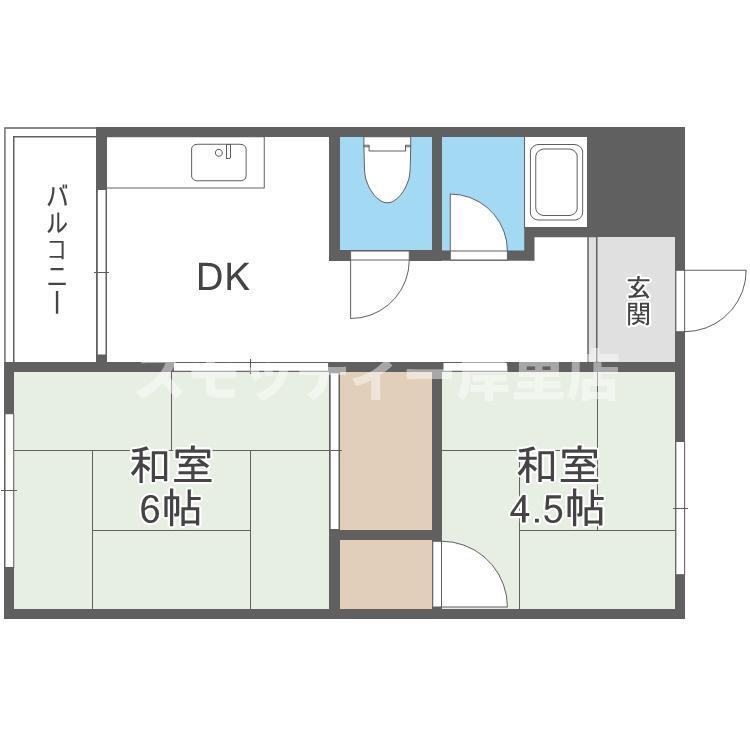 茜マンション(2DK/1階)の間取り写真