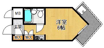 キューブAMX(1K/6階)の間取り写真