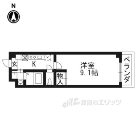 グランステージ京都四条(1K/8階)の間取り写真