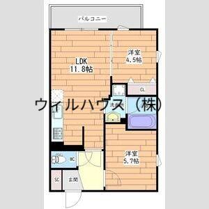 プレステージ14番館(2LDK/2階)の間取り写真