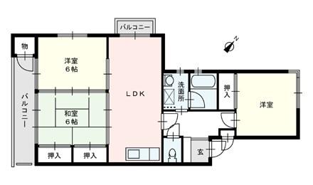 パークサイド井尻(3LDK/3階)の間取り写真