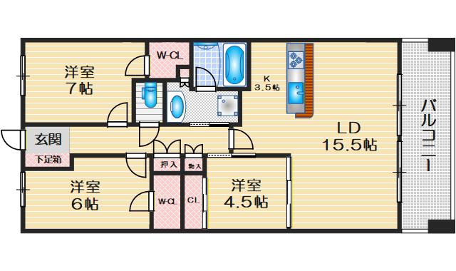 リーザス南千里(3LDK/8階)の間取り写真
