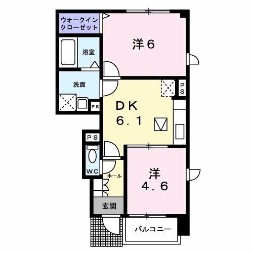エレンシア(2DK/1階)の間取り写真