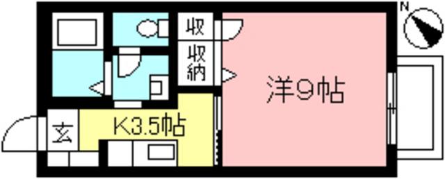 フォレスト中町(1K/2階)の間取り写真
