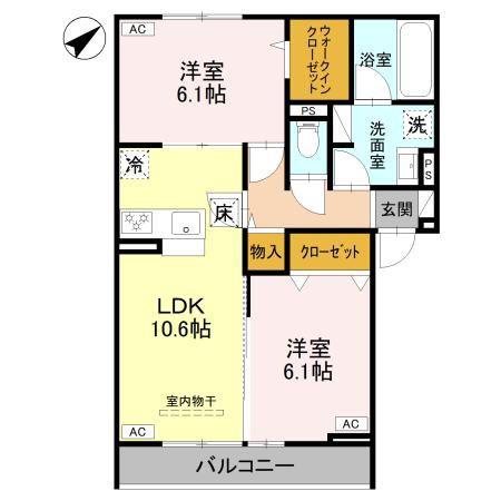 D-GRAN本町(2LDK/1階)の間取り写真