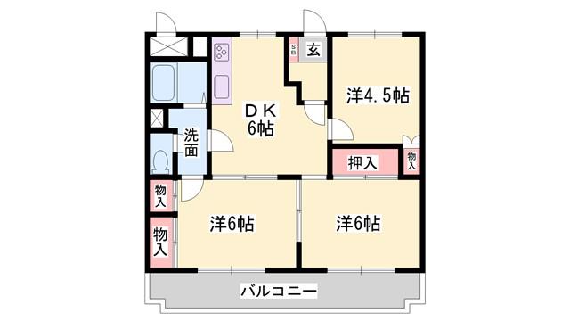 サンファミール西庄(3DK/3階)の間取り写真
