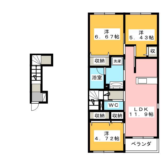 アールプレイス(3LDK/2階)の間取り写真