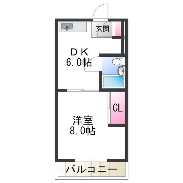 ラ・フォーレ苅田(1DK/5階)の間取り写真