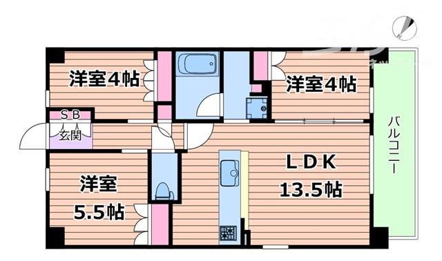 アーバンパーク淡路(3LDK/3階)の間取り写真