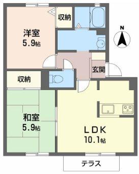 メゾンサン(2LDK/1階)の間取り写真