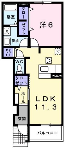 グリーンロード南平(1LDK/1階)の間取り写真