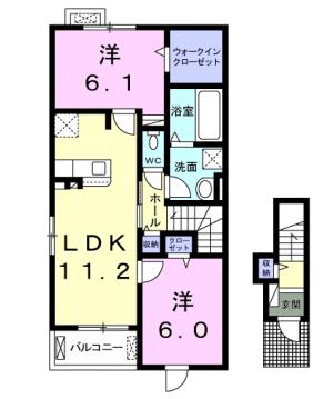 グラン・コリーヌ(2LDK/2階)の間取り写真