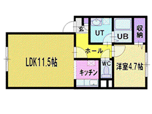 シャルマンドミール(1LDK/2階)の間取り写真
