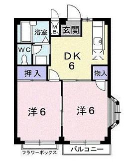 エルディム大下II(2DK/2階)の間取り写真