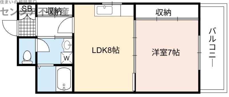 サニーハイツ深江(1LDK/4階)の間取り写真