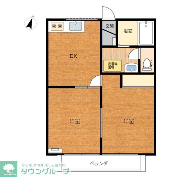 メルベーユII(2DK/2階)の間取り写真