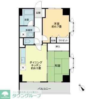 ヴァンテアン(2DK/6階)の間取り写真