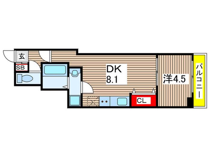 コンフォルテ本千葉(1DK/4階)の間取り写真