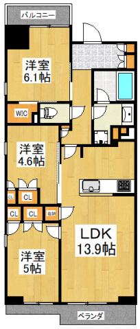 コンフォリア・リヴ八坂富士見(3LDK/7階)の間取り写真
