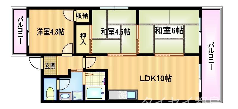 メゾンドソレイユ(3LDK/10階)の間取り写真