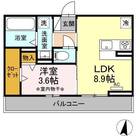 ジャルダンノール(1LDK/2階)の間取り写真