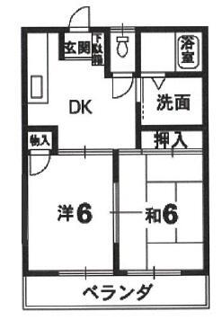 オリーブハイツ(2DK/1階)の間取り写真