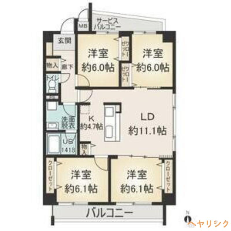 OSM植田 壱番館(4LDK/1階)の間取り写真
