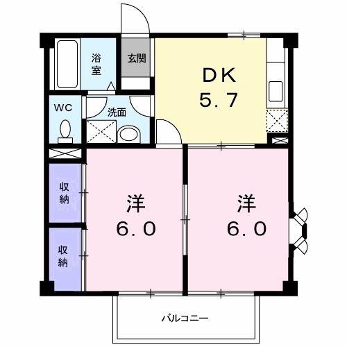 メゾンリーヴM・K(2DK/2階)の間取り写真