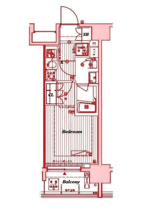 アーリアシティ川崎(1K/8階)の間取り写真