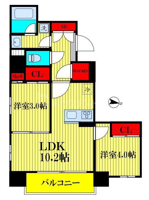 グランパセオ押上(2LDK/6階)の間取り写真