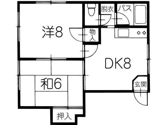 パークハイツK(2DK/1階)の間取り写真