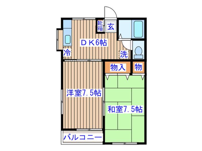コーポゆう(2DK/2階)の間取り写真