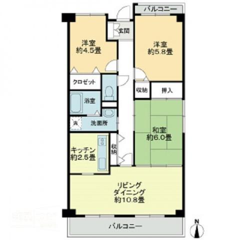 カランドリエ大篠(3LDK/2階)の間取り写真