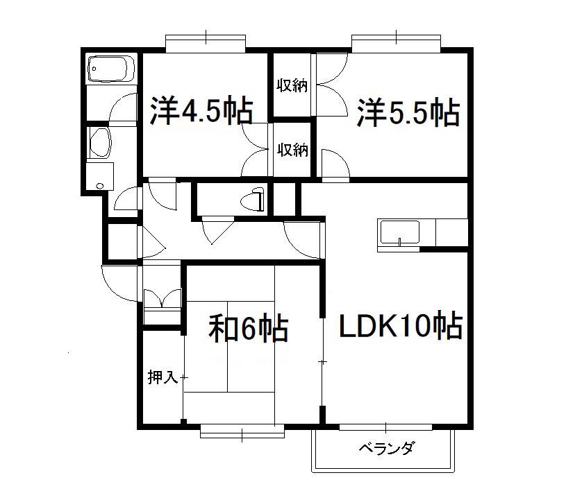 レジデンス1番館(3LDK/1階)の間取り写真