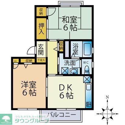コーポ多摩(1DK/2階)の間取り写真