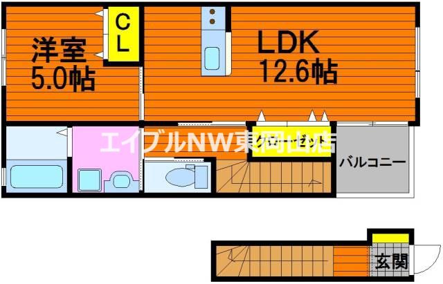 ALBA GRANDE(1LDK/2階)の間取り写真