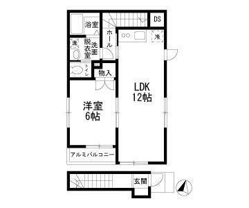 メゾン大岡B(1LDK/2階)の間取り写真