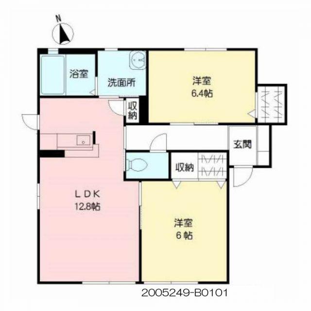 ベイサージュ豊岡 B棟(2LDK/1階)の間取り写真