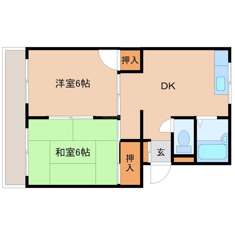 レジスコート東難波3(2DK/2階)の間取り写真