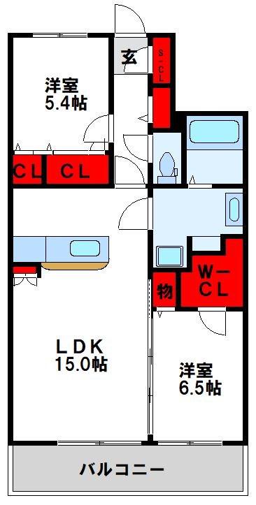 パストラル今の庄(2LDK/1階)の間取り写真