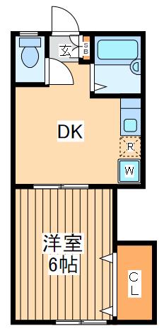 イマーブル相模(1DK/2階)の間取り写真